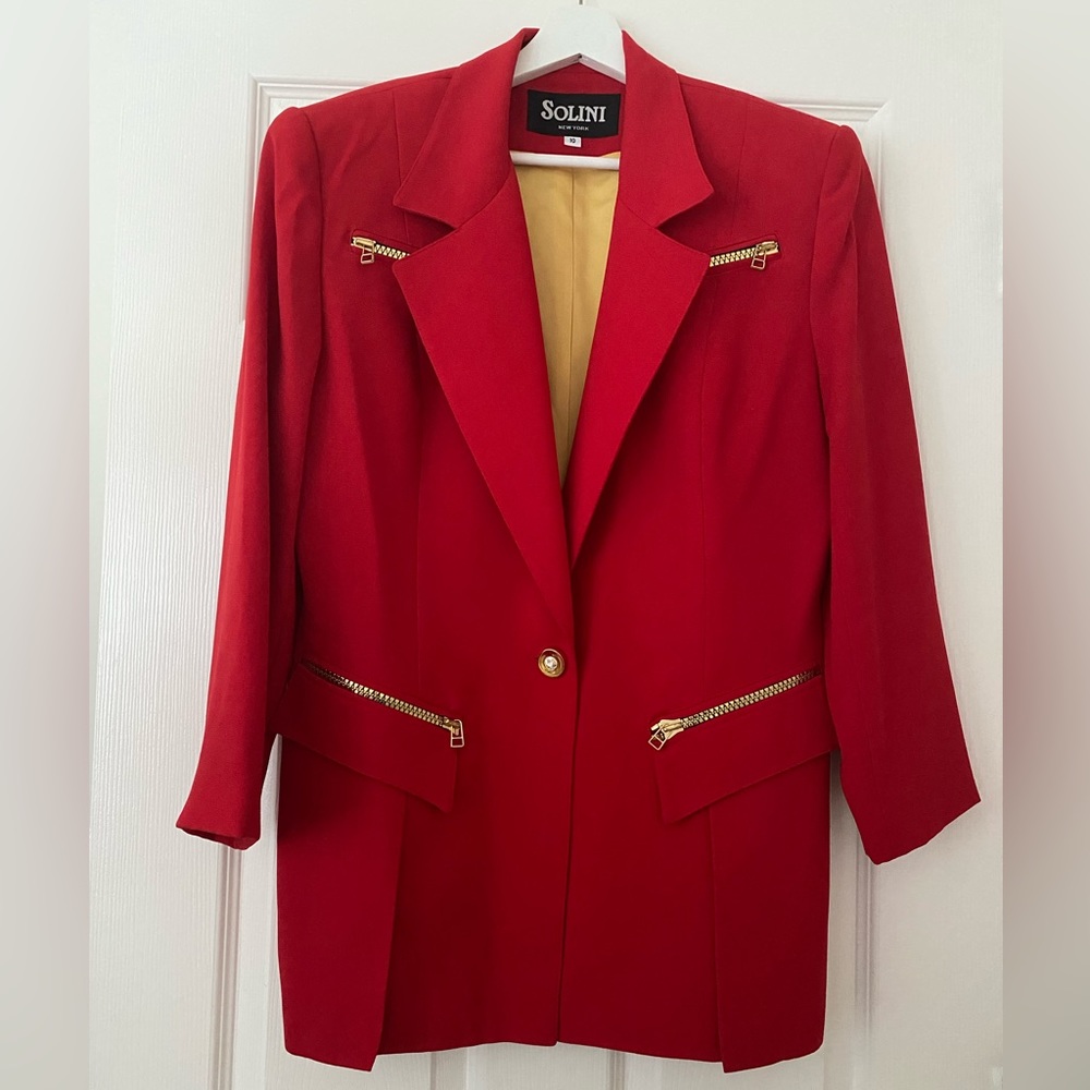 SOLINI Women’s Blazer and Pantsuit Set RED SIZE 10